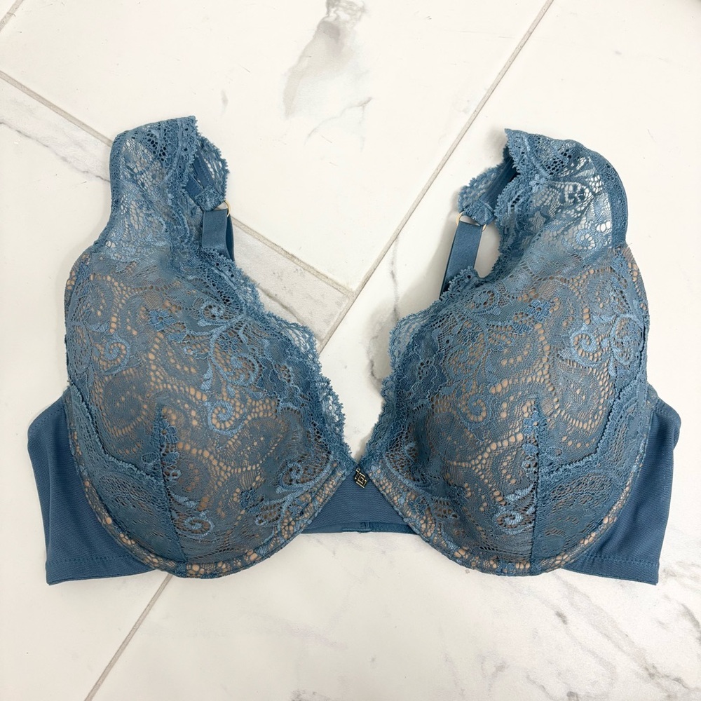 ThirdLove Lace Contour Plunge Bra 38D Blue
